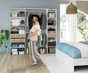 Salvador Natural Oak Effect and White Open Door Wardrobe With Shelves And Rail - 3219