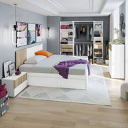 Salvador Natural Oak Effect and White Open Door Wardrobe With Shelves And Rail - 3219
