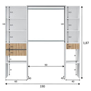 Salvador Natural Oak Effect and White Open Door Wardrobe With Shelves And Rail - 3219