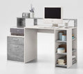 Sansa White and Grey Desk with Hutch - 2673