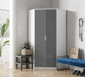 Santino High Gloss Grey And White Corner Wardrobe - 2944