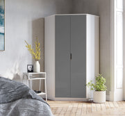 Santino High Gloss Grey And White Corner Wardrobe - 2944
