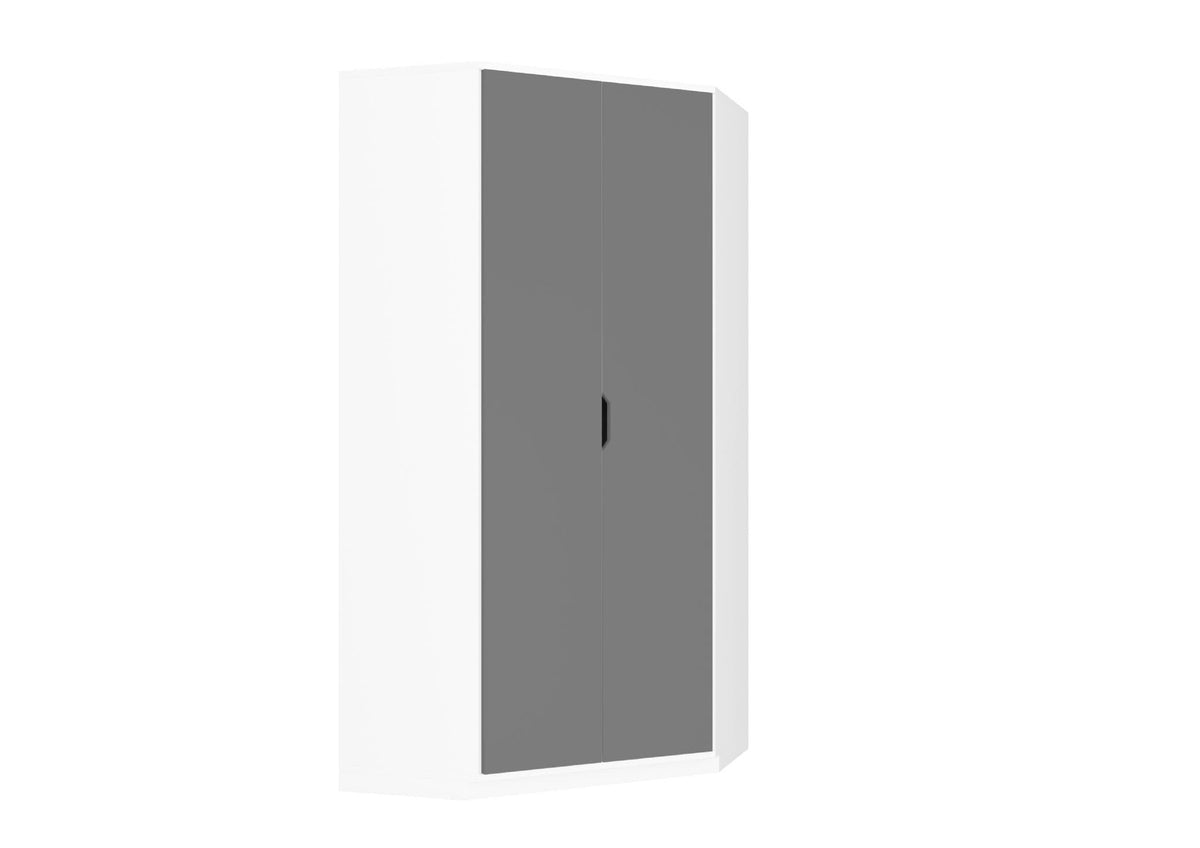 Santino High Gloss Grey And White Corner Wardrobe - 2944