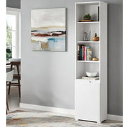 Santino Tall Narrow Bookcase with White Gloss Door S12 - 2620