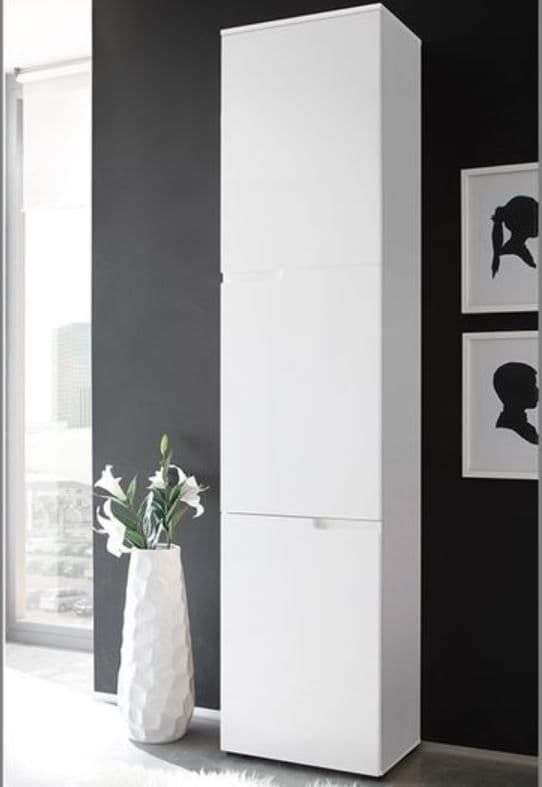 Santino Tall Narrow Bookcase with White Gloss Doors S13 - 2621