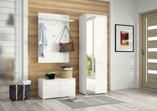 Santino White Gloss Hallway Storage Cupboard S18 - 2948