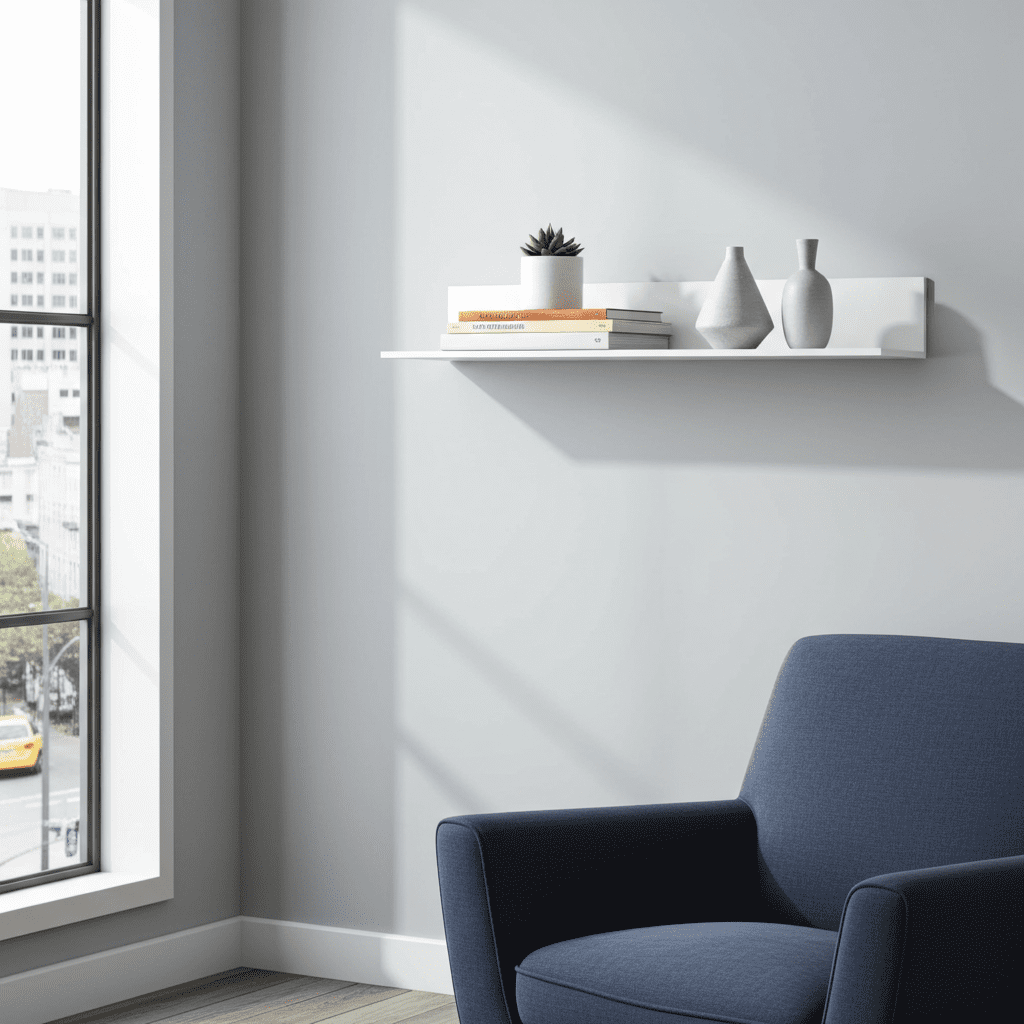 Santino White Gloss Long Floating Wall Shelf S24 - 2939