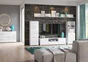 Santino White Gloss Short Narrow Bookcase S10 - 2947