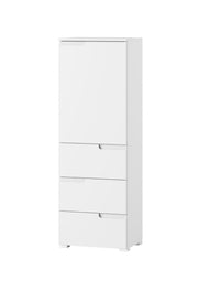 Santino White Gloss Slim Tallboy Storage Unit with Cupboard and Drawers S11 - 2642