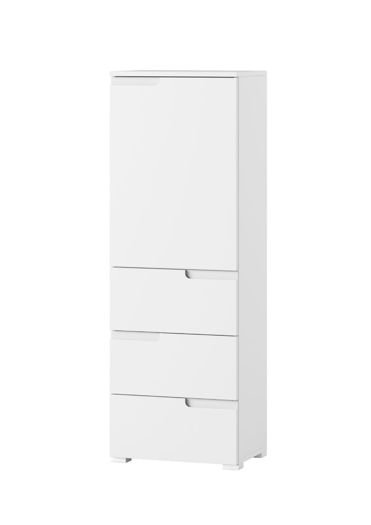 Santino White Gloss Slim Tallboy Storage Unit with Cupboard and Drawers S11 - 2642