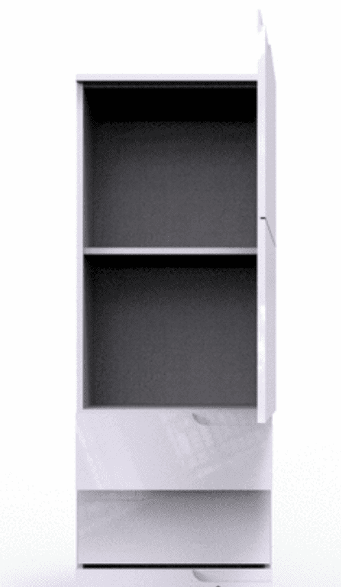 Santino White Gloss Slim Tallboy Storage Unit with Cupboard and Drawers S11 - 2642