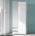 Santino White Gloss Slim Wardrobe with Mirrored Door S22 - 2643