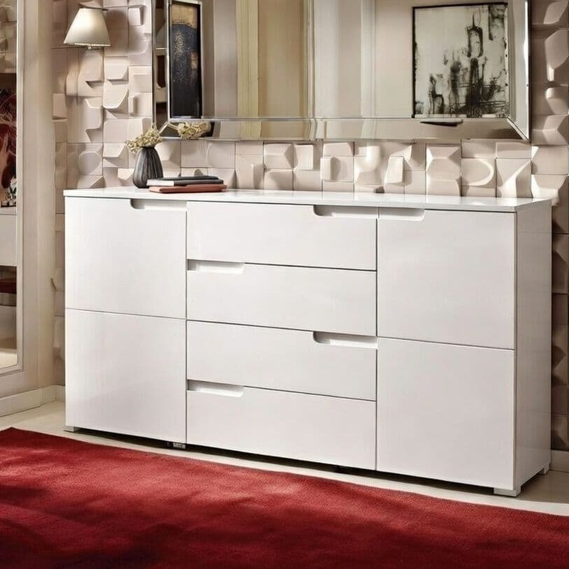 Santino White High Gloss Wide Sideboard S8 - 2616