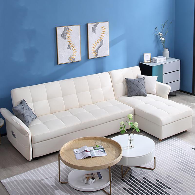 Three Seater Corner Sofa Bed, White in a lifestyle setting with corner sofa cloth
