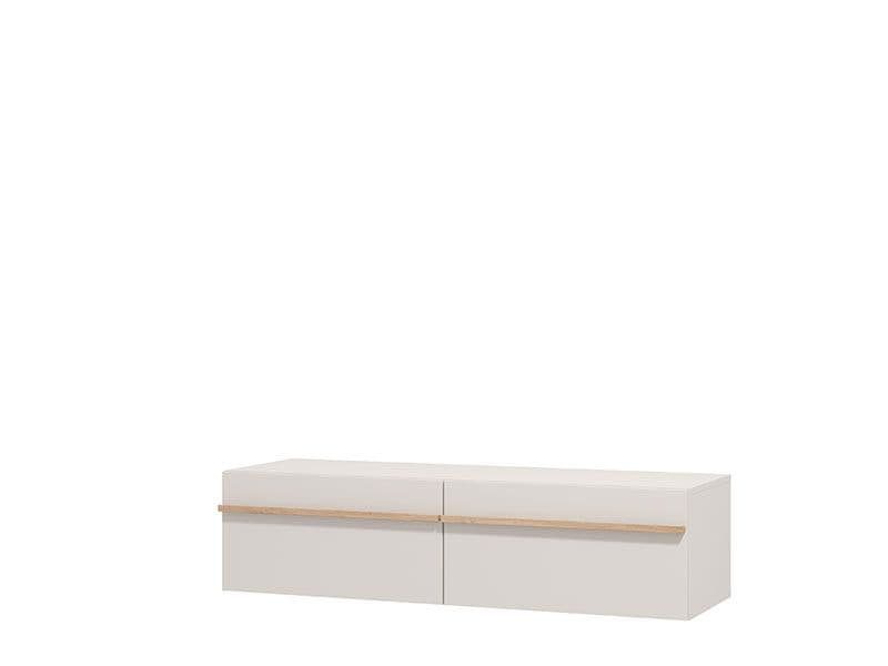 Seura Cashmere And Oak Effect Wall Mounted Floating Wide Large TV Unit - 11013551