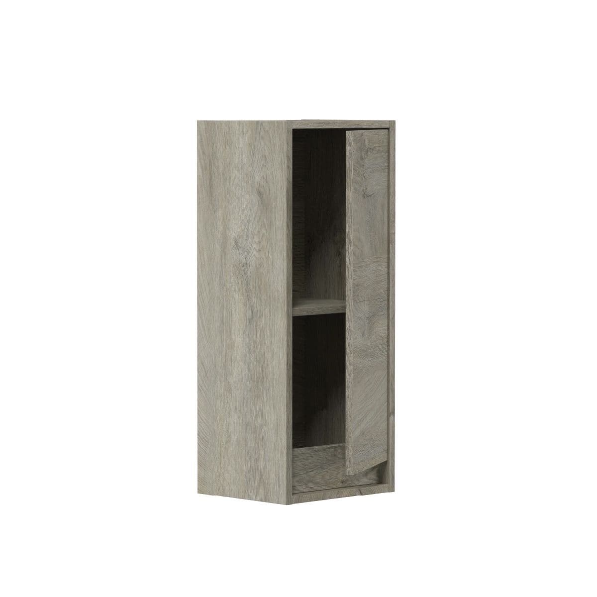 Shaarawy Grey Oak Effect 1 Door Wall Mounted Floating Bathroom Cupboard - 3225