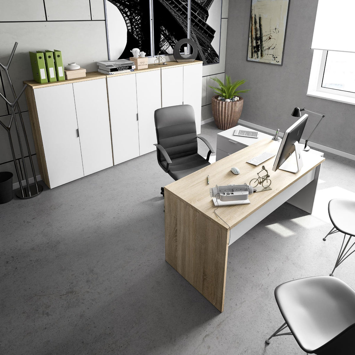 Siena Oak And White Desk - 2897