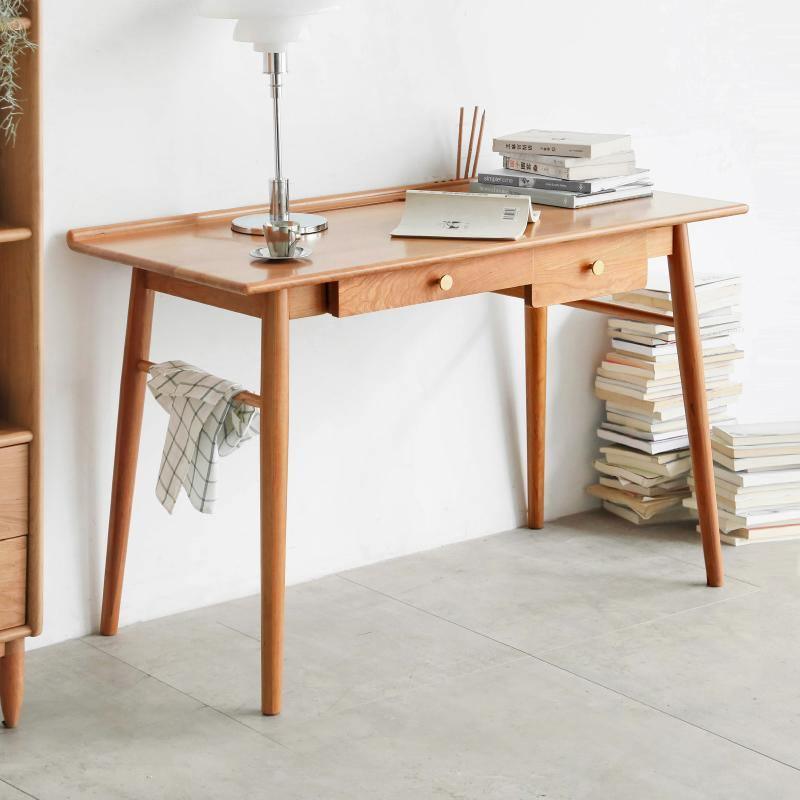 Sierra Office Desk, Ash in a lifestyle setting with office desk chair mat for carpet