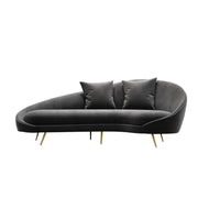 Slender Modern Curved Two Seater, Three Seater Sofa, Velvet with small curved sofa