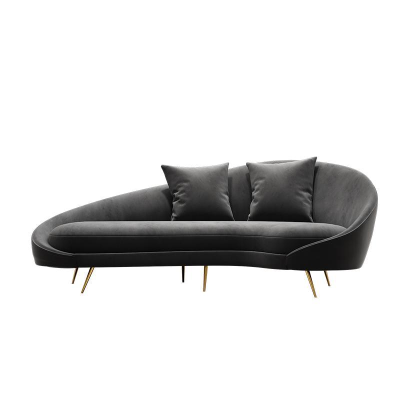 Slender Modern Curved Two Seater, Three Seater Sofa, Velvet with small curved sofa