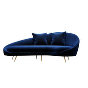 Slender Modern Curved Two Seater, Three Seater Sofa, Velvet with curved 2 seater sofa