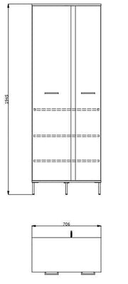 Sorrento Oak Effect Tall Slim 2 Door Wardrobe - 11008256