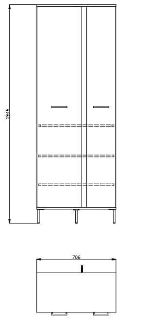 Sorrento Oak Effect Tall Slim 2 Door Wardrobe - 11008256