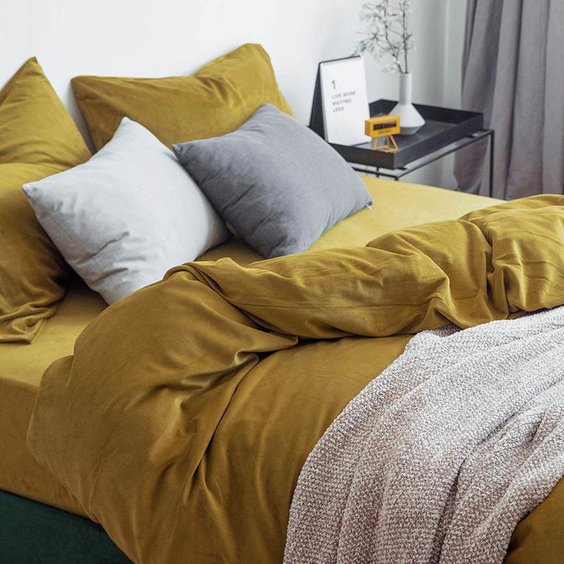 ST254 Velvet Duvet Cover + Bed Sheet + 2 Pillowcases, King-Weilai Concept-Weilai Concept