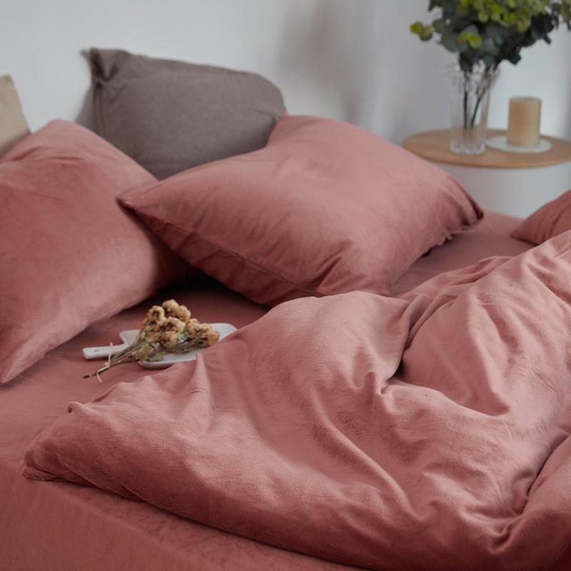 ST254 Velvet Duvet Cover + Bed Sheet + 2 Pillowcases, King-Weilai Concept-Weilai Concept