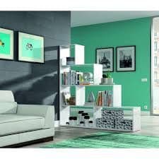 Step Bookcase White Gloss Lounge Furniture - 2600