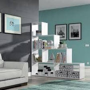 Step Bookcase White Gloss Lounge Furniture - 2600