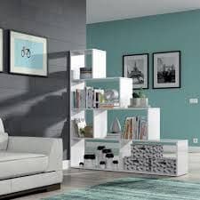 Step Bookcase White Gloss Lounge Furniture - 2600