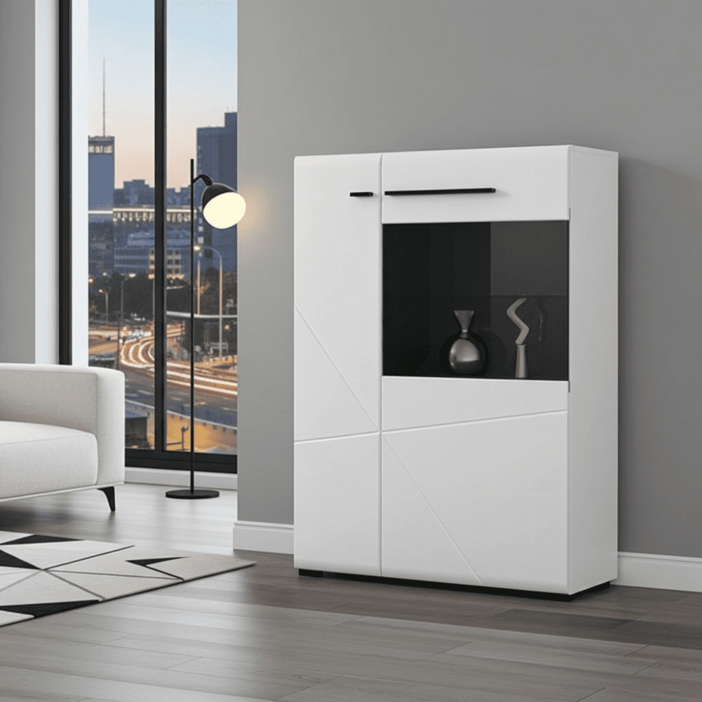 Terrento White Short Display Cabinet - 11008859