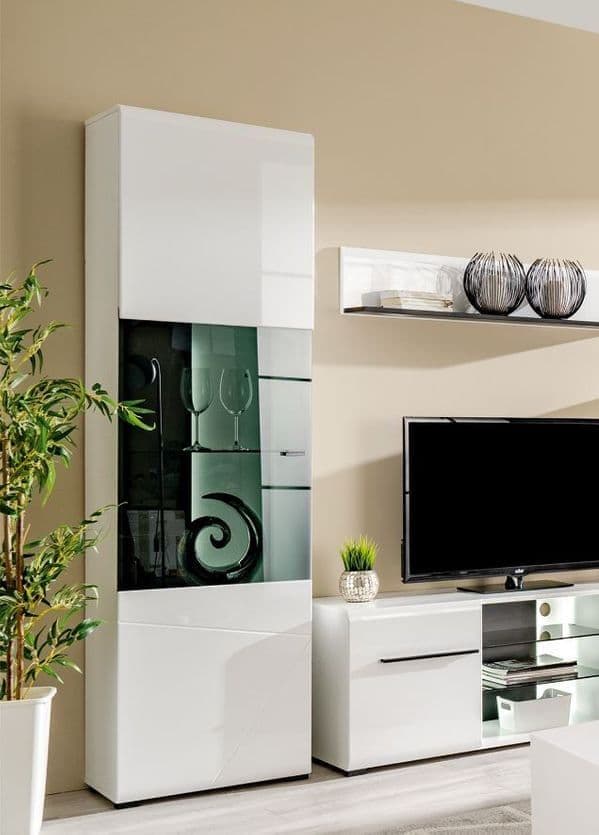 Terrento White Tall Display Cabinet - 11008848