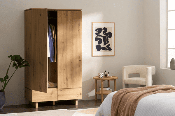 Texas Artisan Oak Effect 2 Door 2 Drawer Double Wardrobe P8AEER72