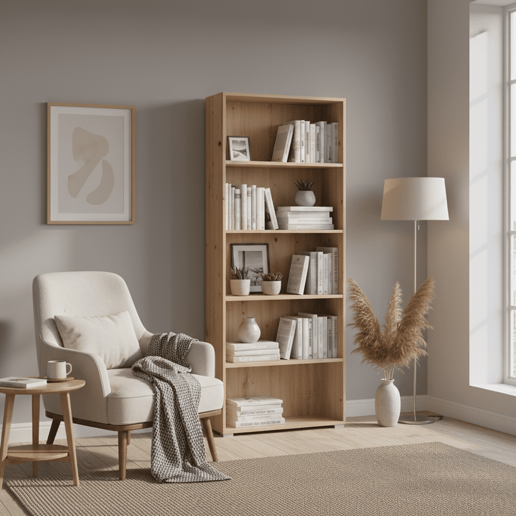 Thomas Artisan Oak Effect Slim 176.5cm Tall Bookcase - 11011479