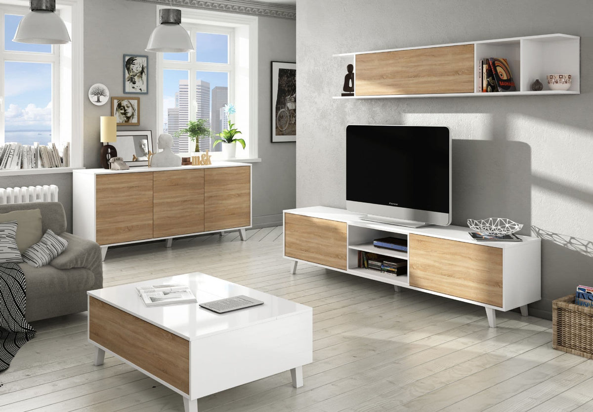 Toris Sideboard White with Oak Effect - 2607