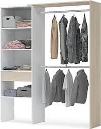 Torres Oak and White Open Door Wardrobe With Shelves And Rail - 3083