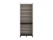 Toshiro Cashmere Taupe Half Mirrored 40 Pair Tall Shoe Cabinet Cupboard - 11014081