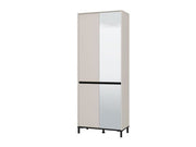 Toshiro Cashmere Taupe Half Mirrored 40 Pair Tall Shoe Cabinet Cupboard - 11014081