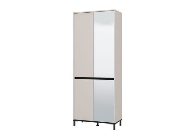 Toshiro Cashmere Taupe Half Mirrored 40 Pair Tall Shoe Cabinet Cupboard - 11014081