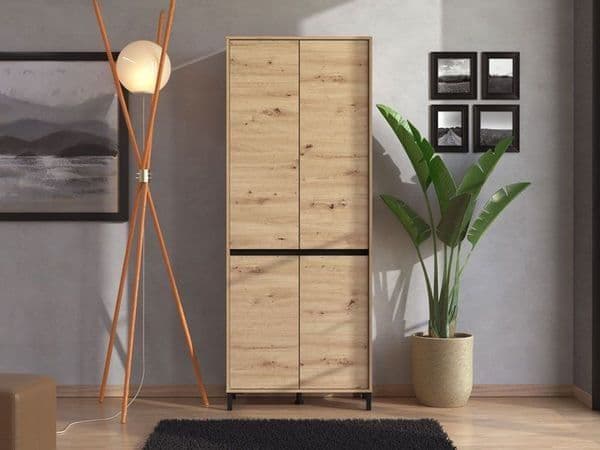 Toshiro Oak Effect 40 Pair Tall Shoe Cabinet Cupboard - 11014080