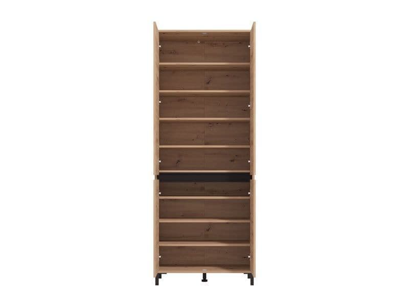 Toshiro Oak Effect 40 Pair Tall Shoe Cabinet Cupboard - 11014080