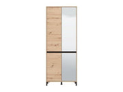 Toshiro Oak Effect Half Mirrored 40 Pair Tall Shoe Cabinet Cupboard - 11014079