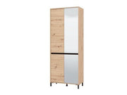 Toshiro Oak Effect Half Mirrored 40 Pair Tall Shoe Cabinet Cupboard - 11014079