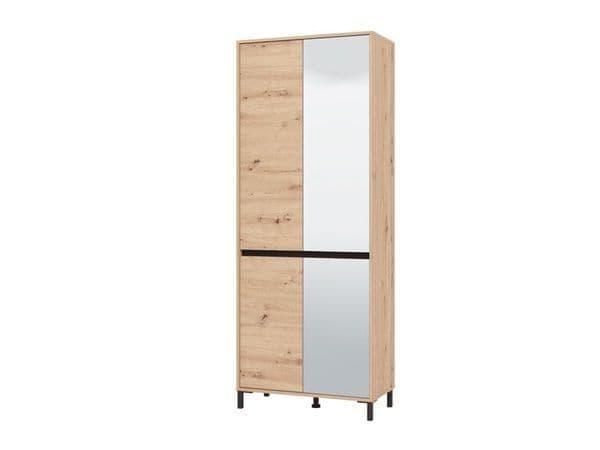Toshiro Oak Effect Half Mirrored 40 Pair Tall Shoe Cabinet Cupboard - 11014079