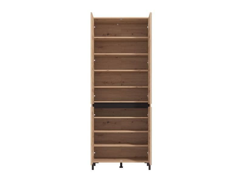 Toshiro Oak Effect Half Mirrored 40 Pair Tall Shoe Cabinet Cupboard - 11014079