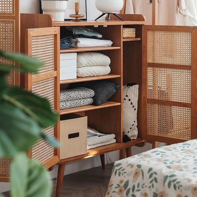 Detail view of Lipa Sideboard, Small Cabinet, Solid Wood with cream sideboards