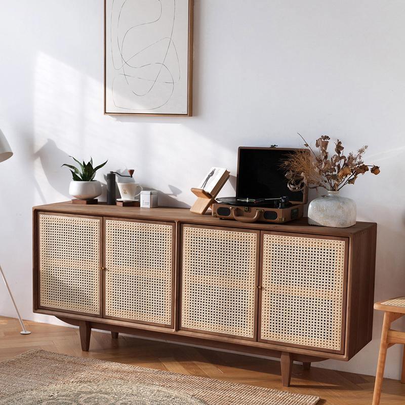Tulma Sideboard, Rattan - black and oak sideboard