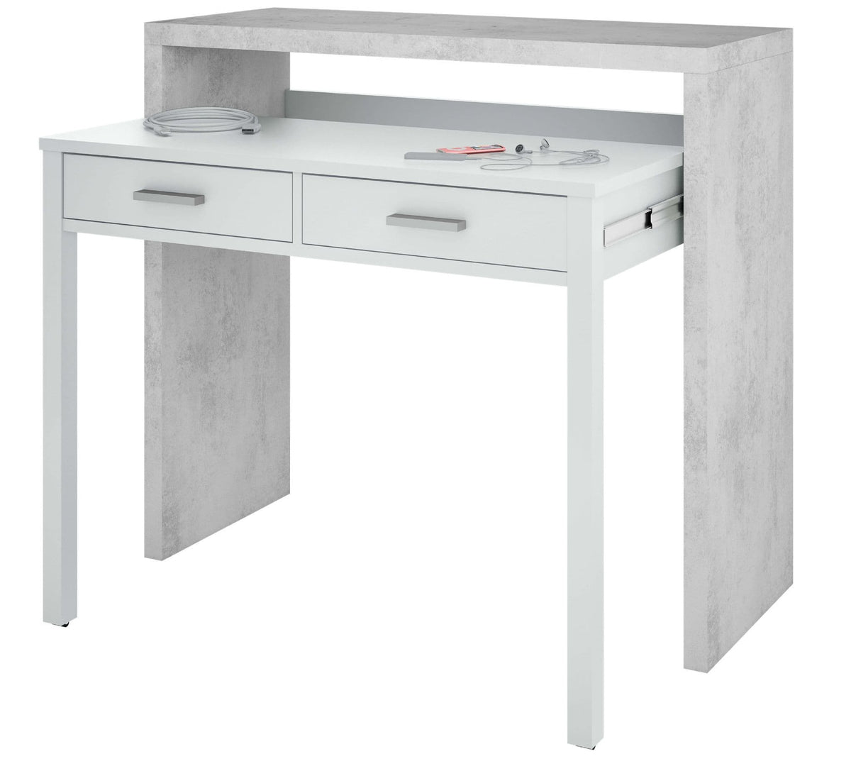 Turin Artic Concrete Grey And White Desk/Dressing Table or Console Table - 2931